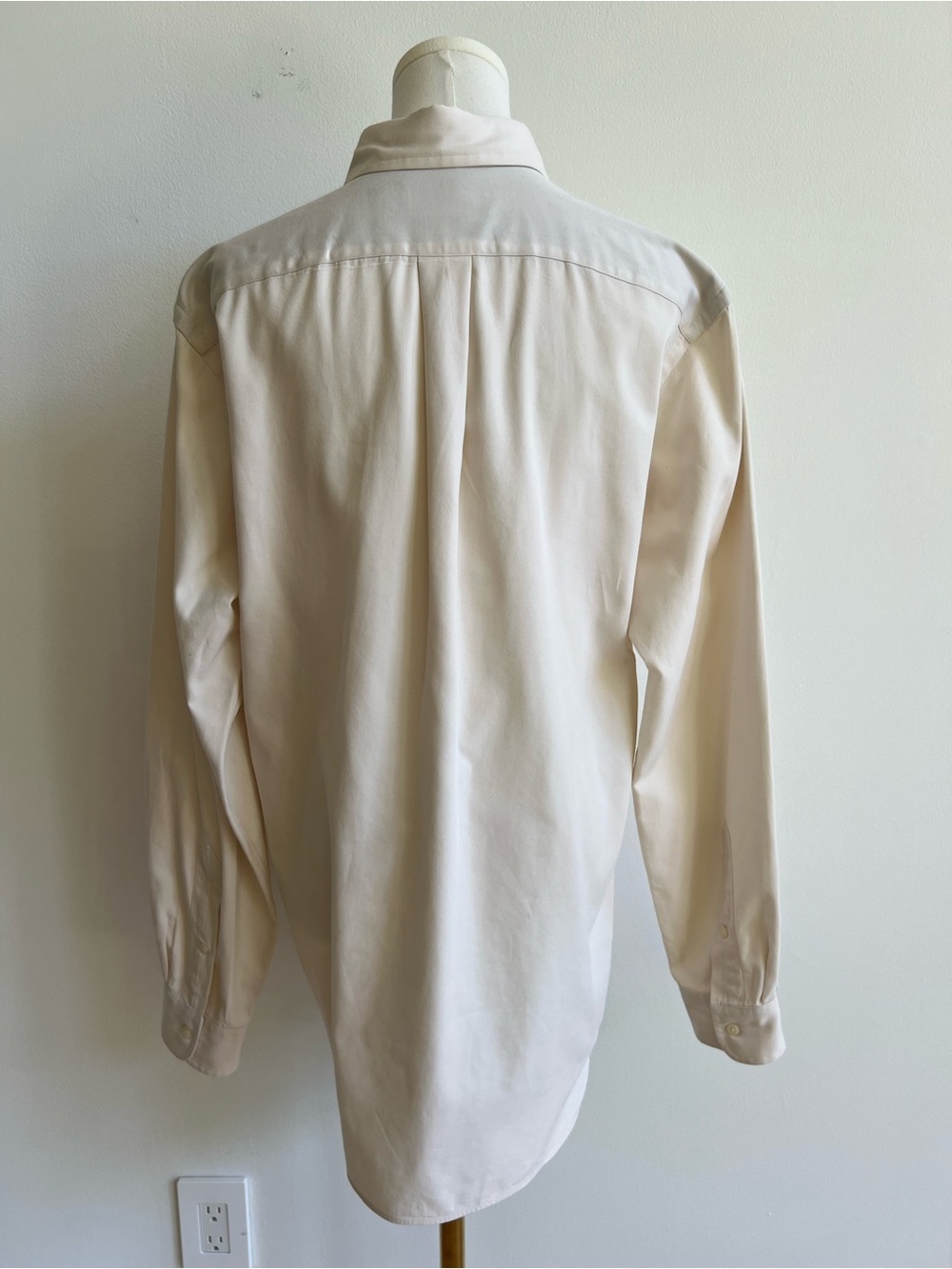 Ralph Lauren Mens Ivory 100% Cotton Classic Fit Button Down Shirt Navy Pony Sz M - Picture 4 of 14